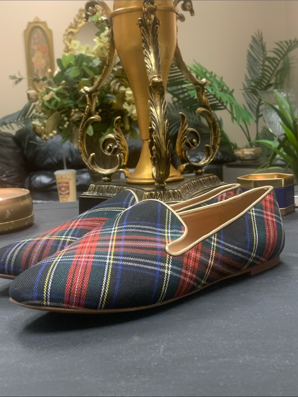 J. Crew  Women's Stewart Tartan Plaid Slip On Loafer Size 9.5